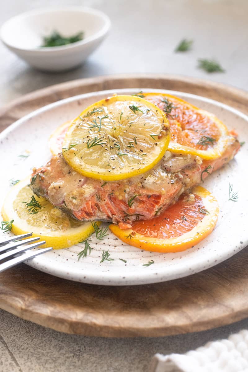 Slow roasted citrus salmon