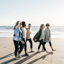 Women walking on the beach