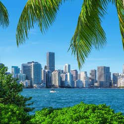 View of Miami skyline from the water