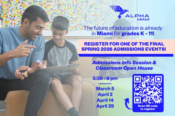 Alpha School Miami spring admissions events