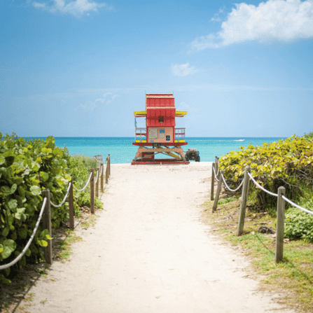 Photo of lifeguard stand on beach 
