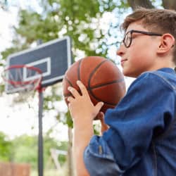 Boy playing basketball