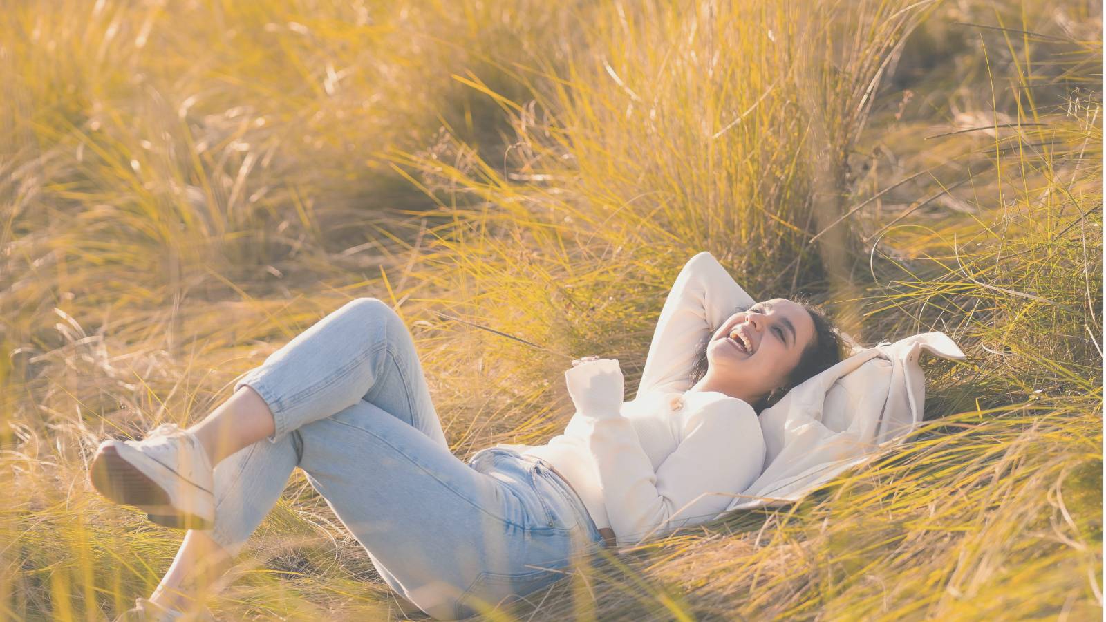 woman happy and unbothered
