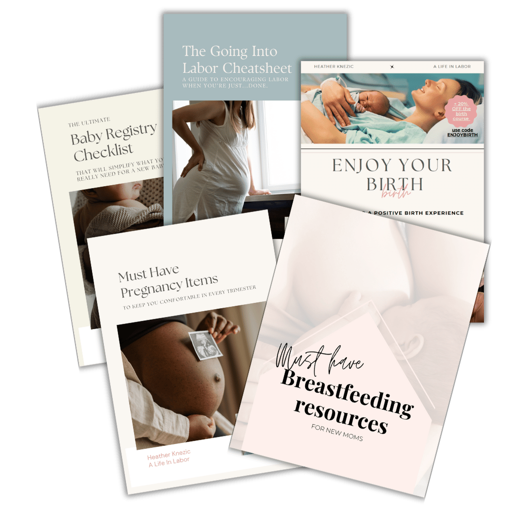 A mockup of a free pregnancy and breastfeeding bundle of PDF checklists