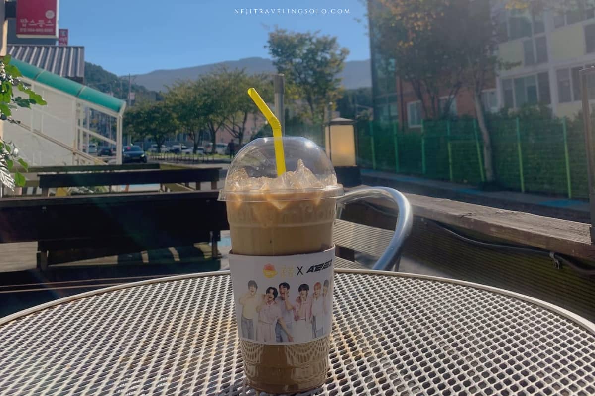 Sipping my favorite morning coffee at a random, cozy mini cafe in Jeju.