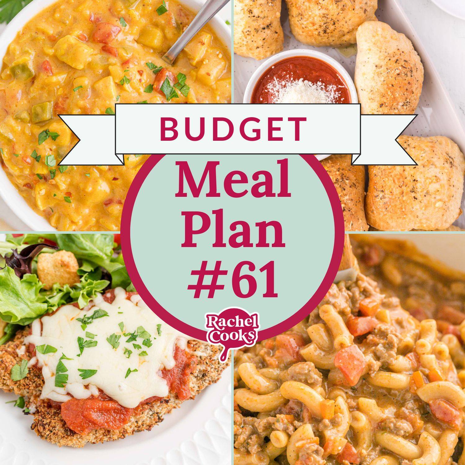Meal plan 61 graphic with text and photos of recipes included.