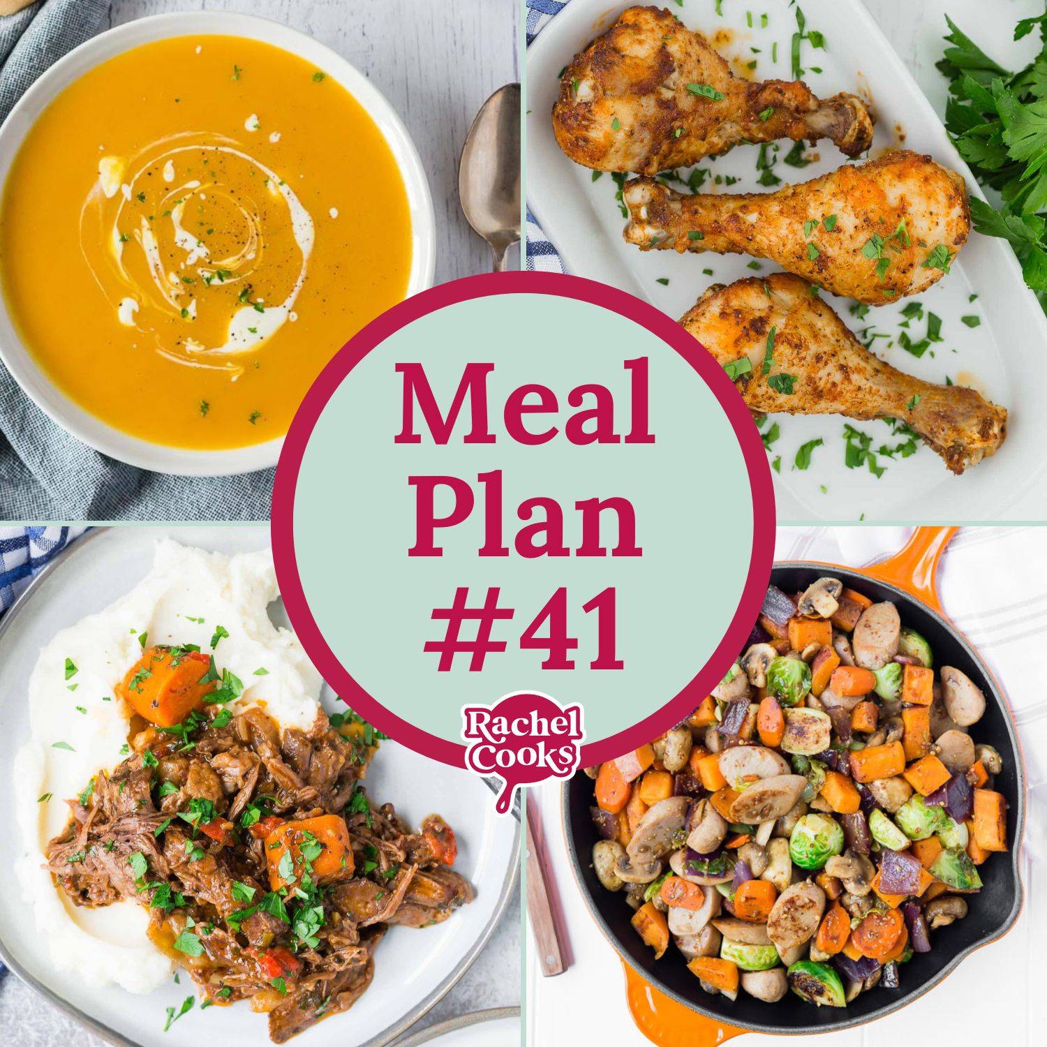 Meal plan 41 graphic with text and photos of recipes included.
