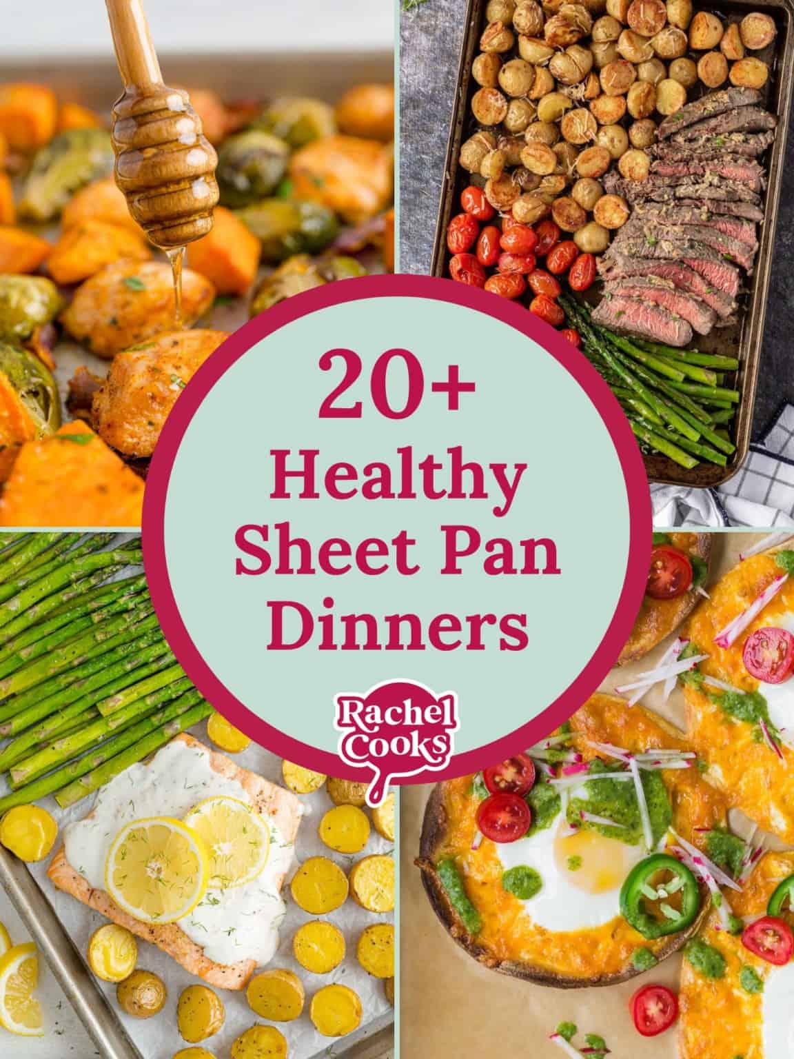Healthy sheet pan dinner graphic.