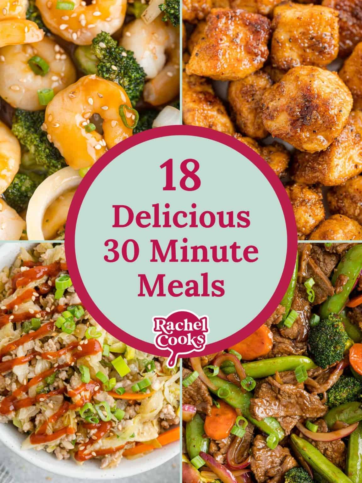 30 minute meals graphic with text.