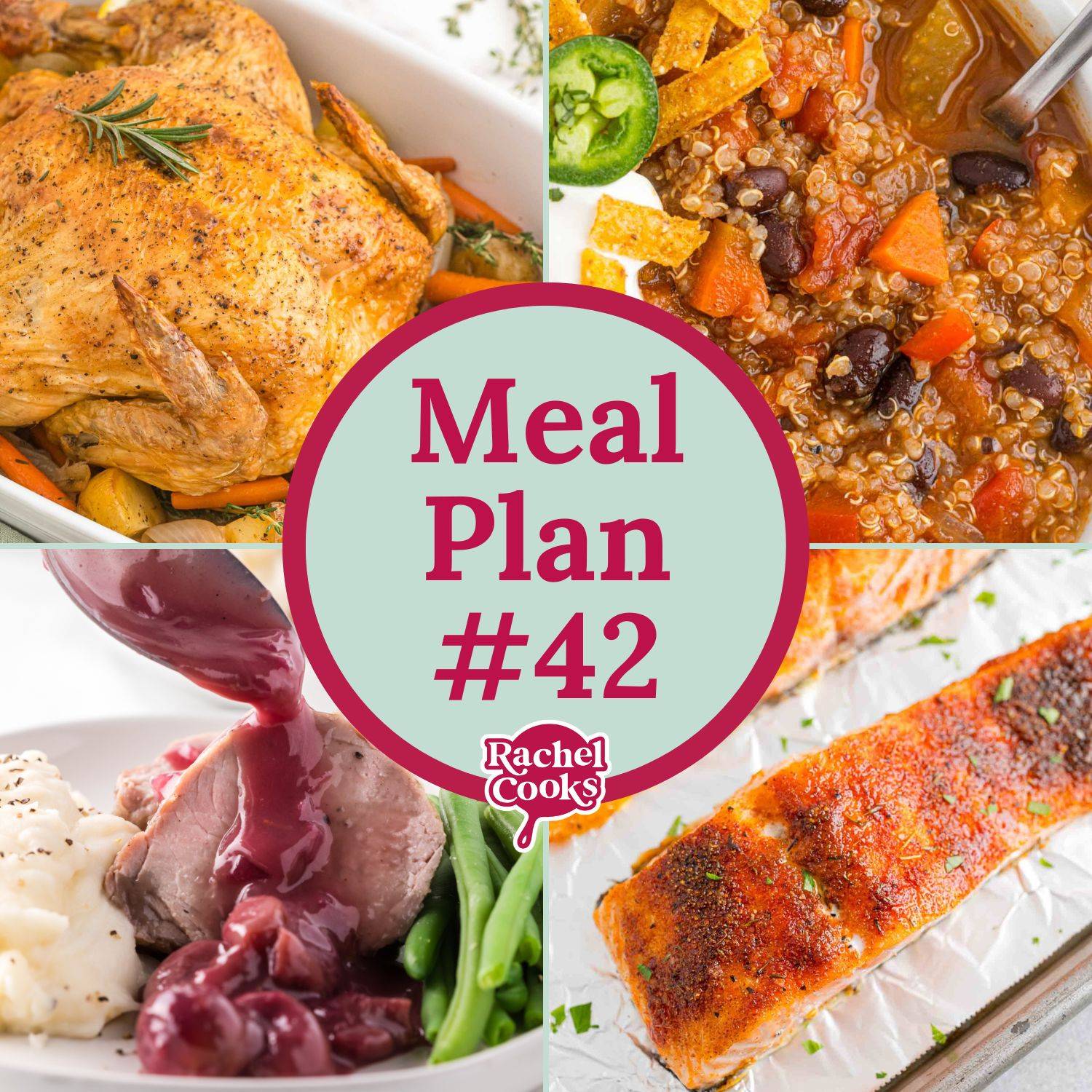 Meal plan 42 preview image with photos of four recipes included.