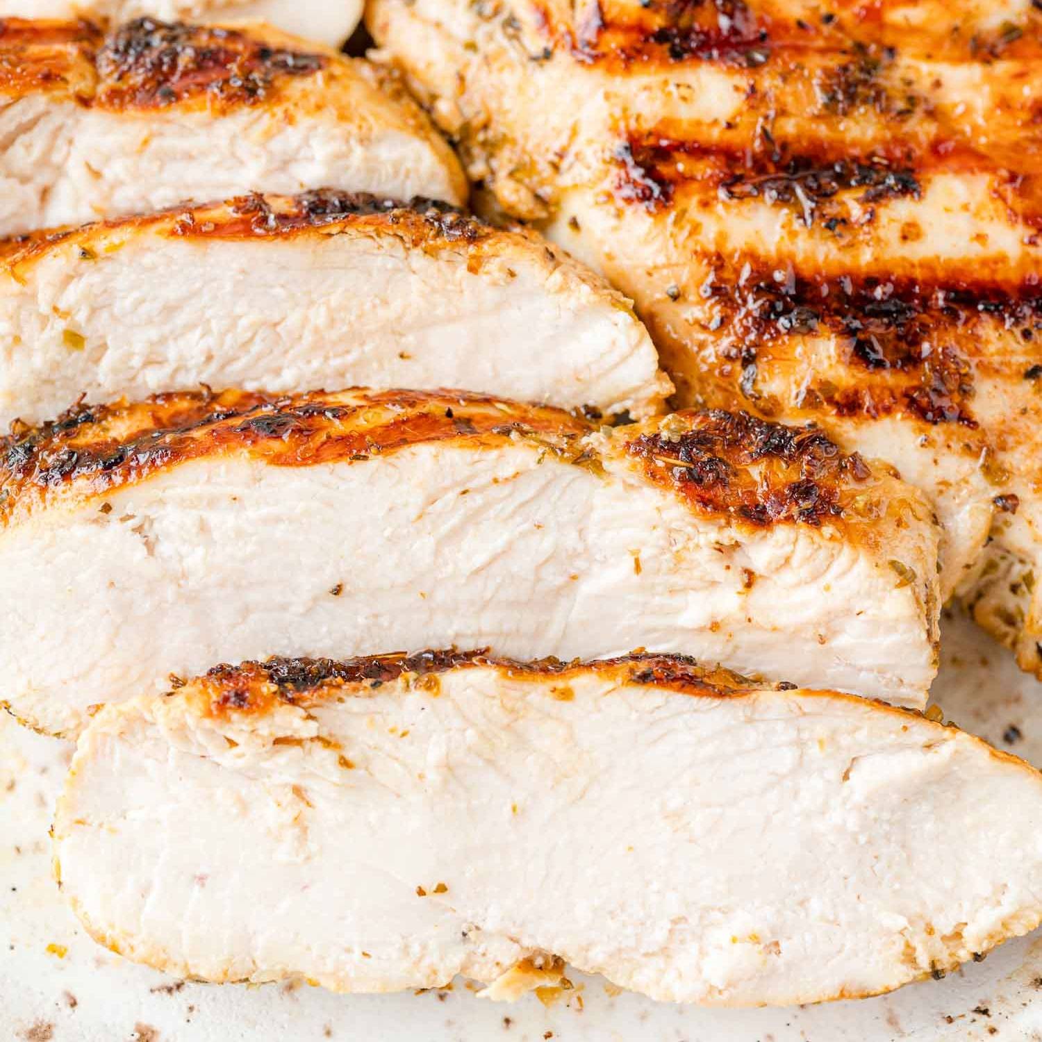 Sliced grilled chicken.