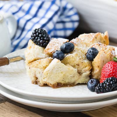 French toast casserole with berries.