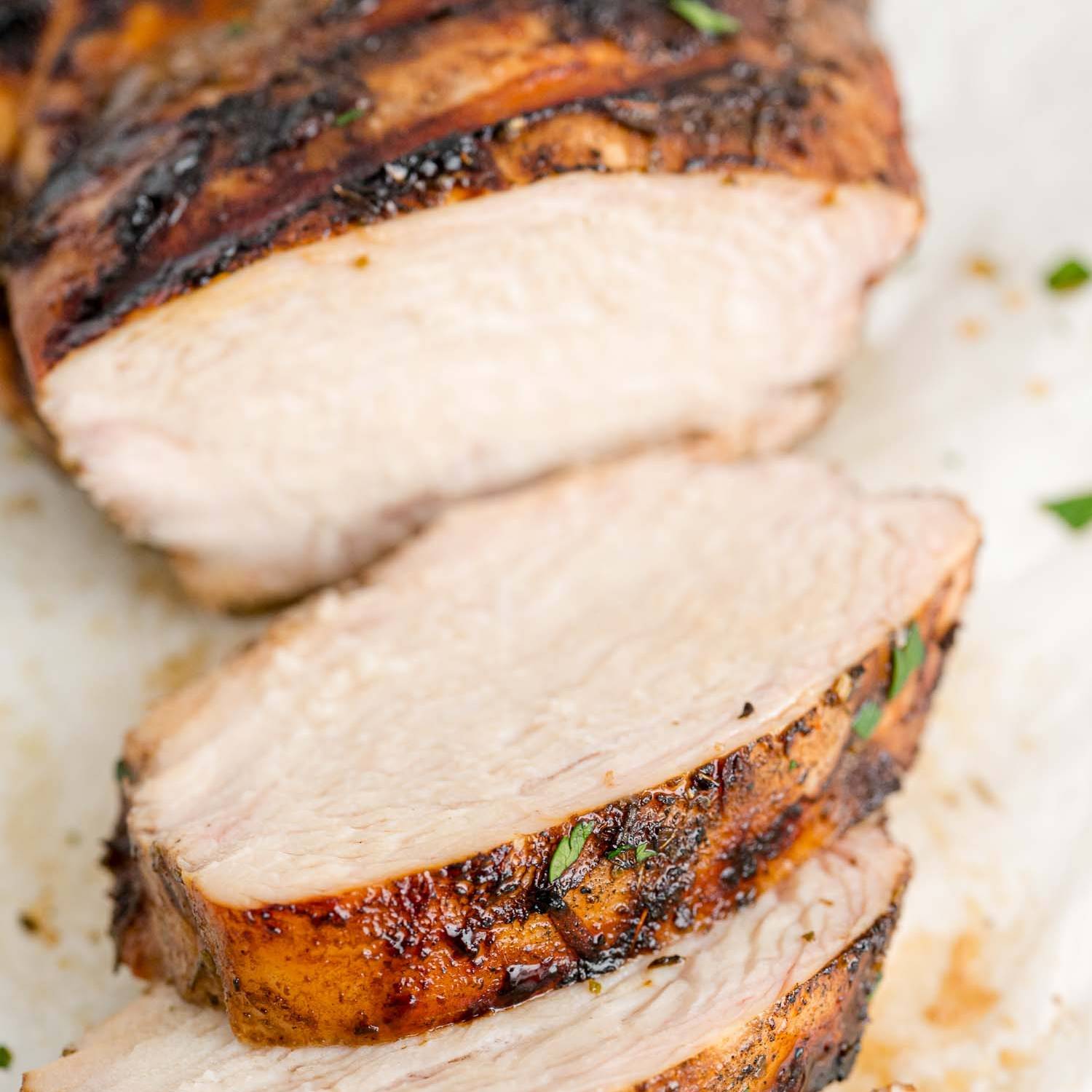 Sliced marinated chicken.