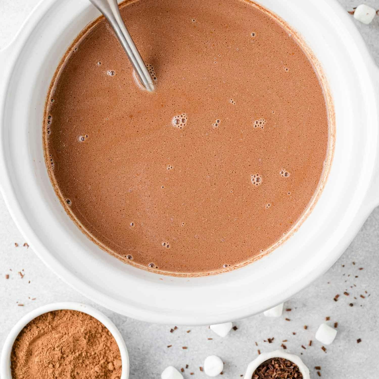 Hot chocolate in a crockpot.