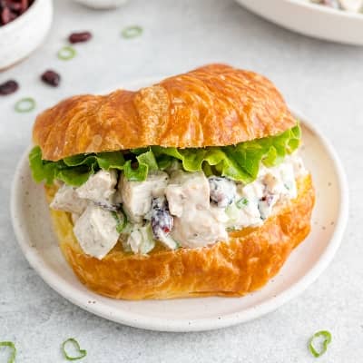 Turkey salad on a croissant.