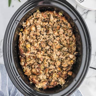 Stuffing in a crockpot.