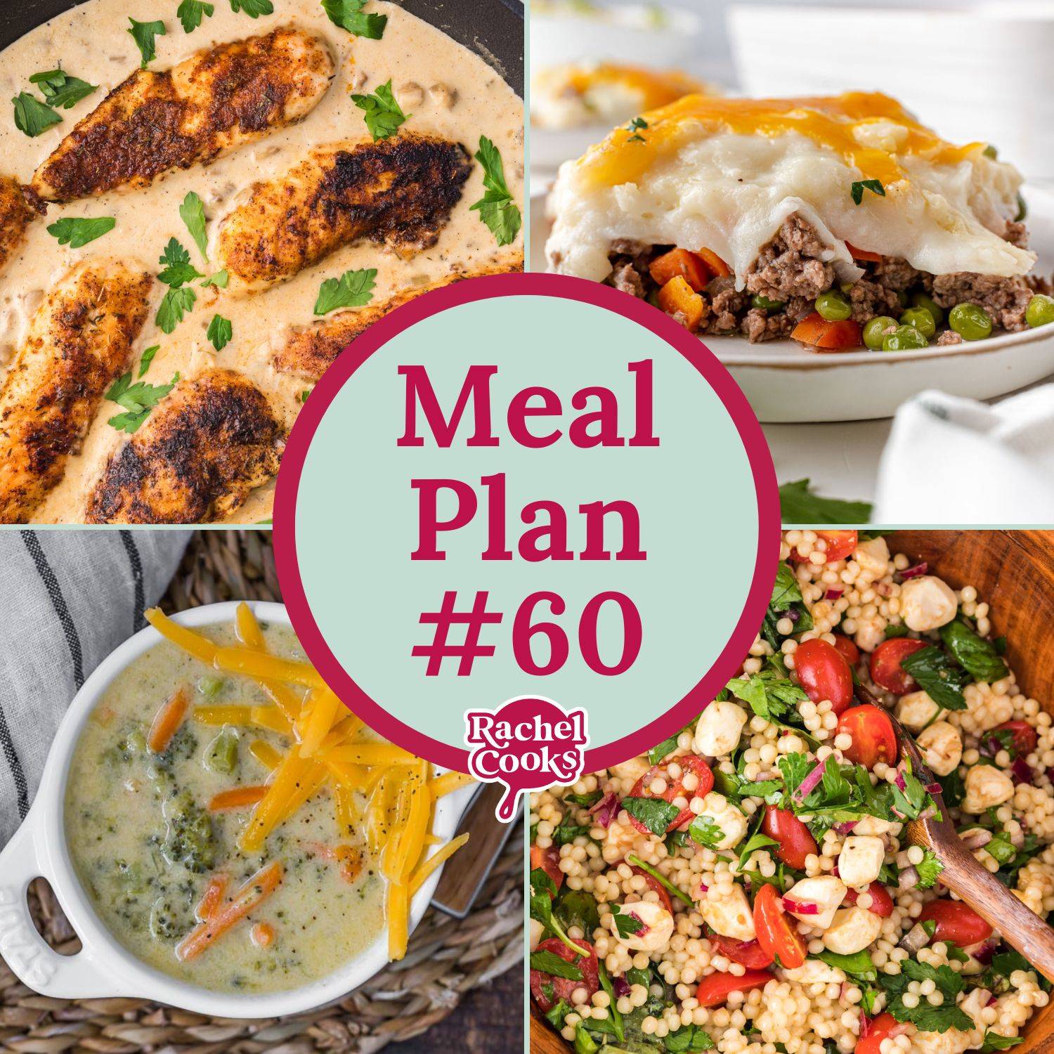 Meal plan 60 graphic with text and photos of recipes included.