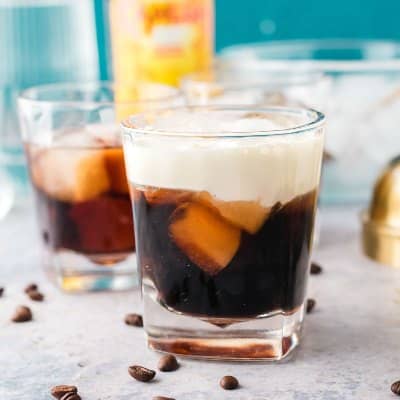 A layered white russian cocktail