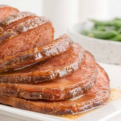 Ham with glazed, sliced.