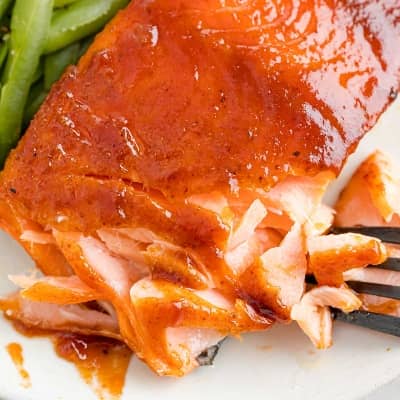 BBQ Salmon, flaked with a fork.