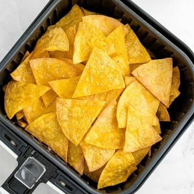 Tortilla chips in air fryer.