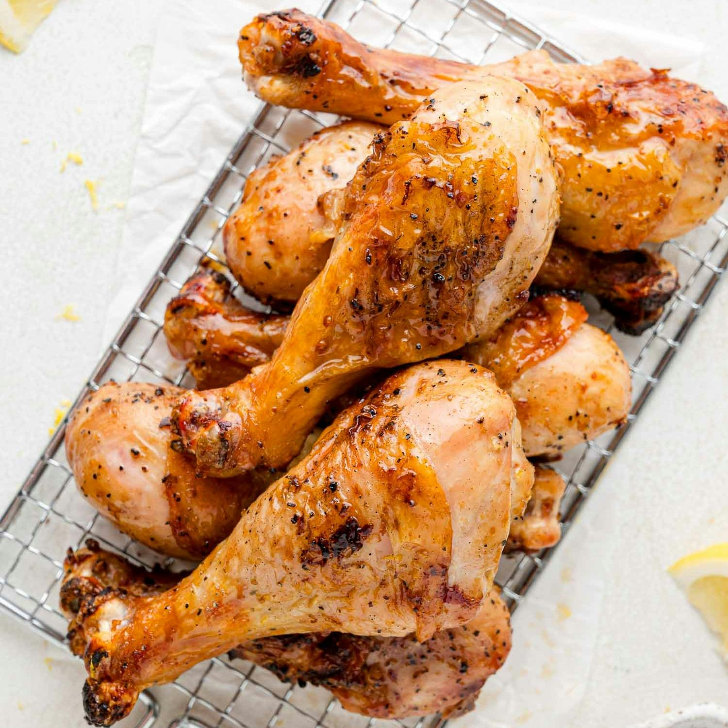 Grilled lemon pepper drumsticks.