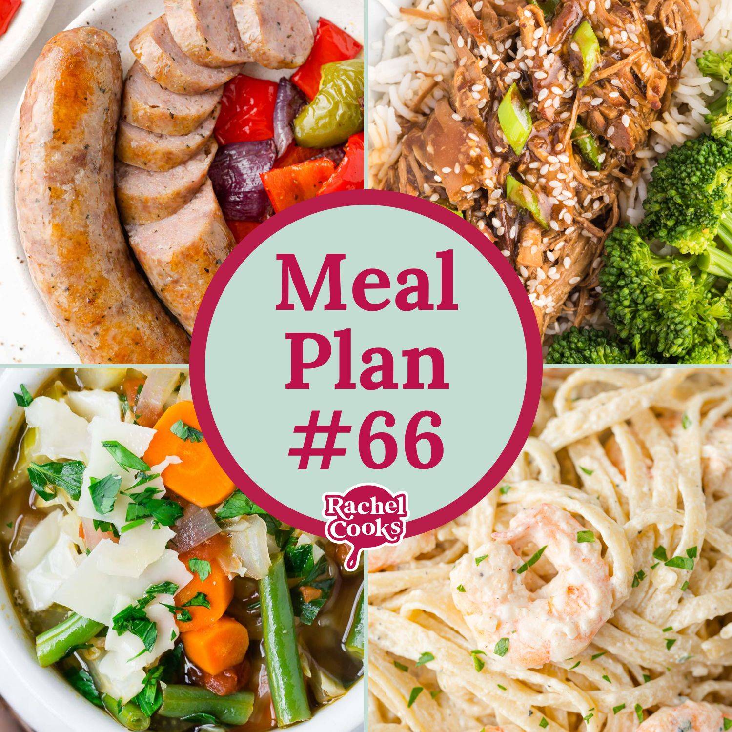 Meal plan preview graphic with four recipes and text that reads "meal plan #66."