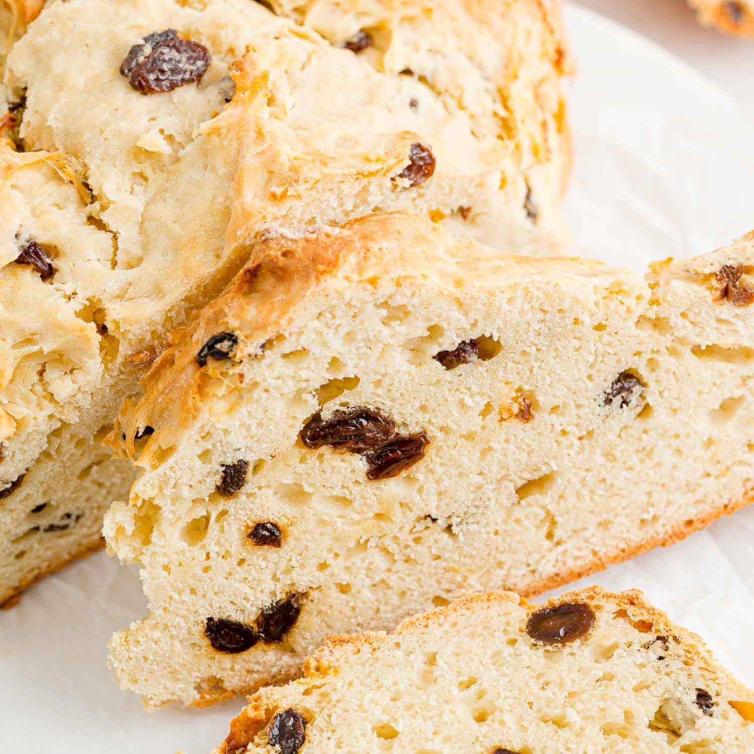 Irish soda bread, sliced.