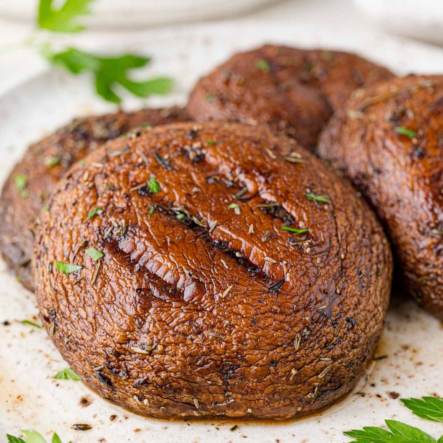 Grilled Portobello mushroom caps.