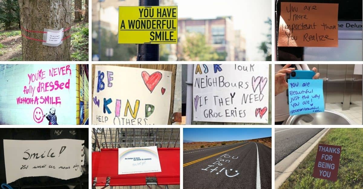 Voorbeelden van positieve berichtjes op straat