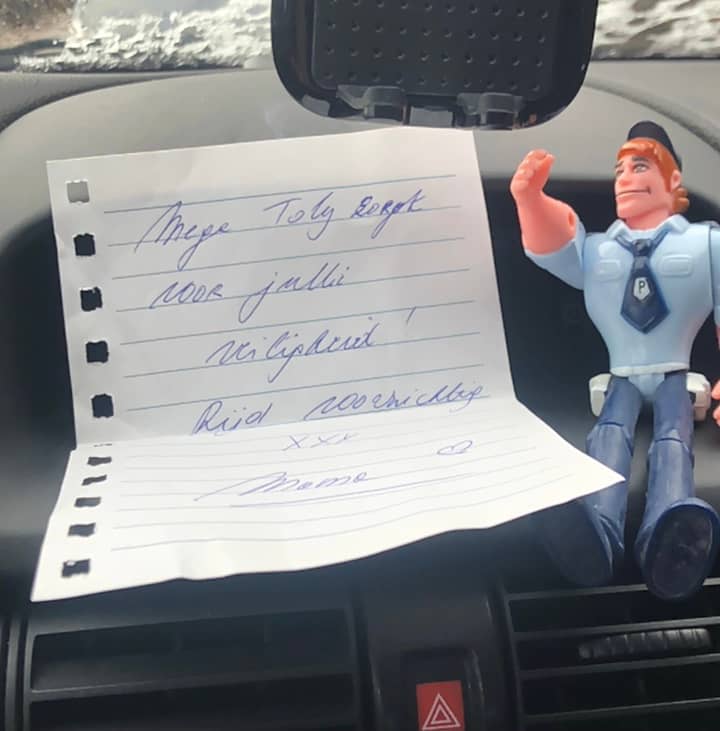 Mega Toby in Sophie's car