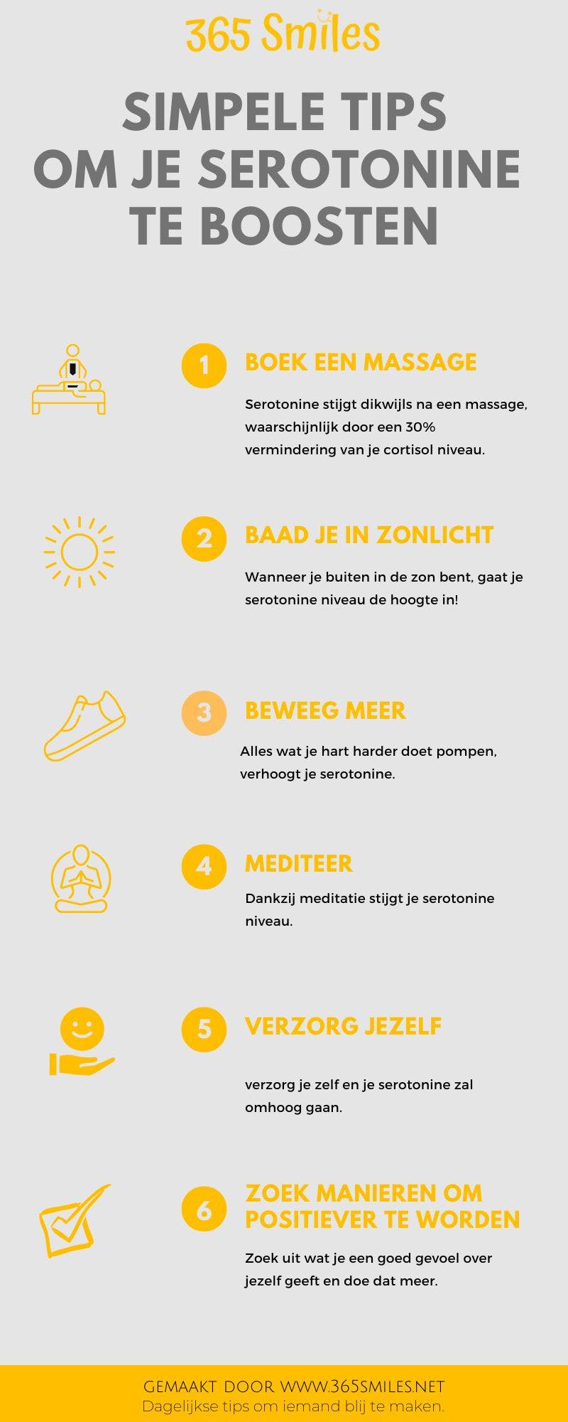 Infografic: simpele tips om je serotonine te boosten