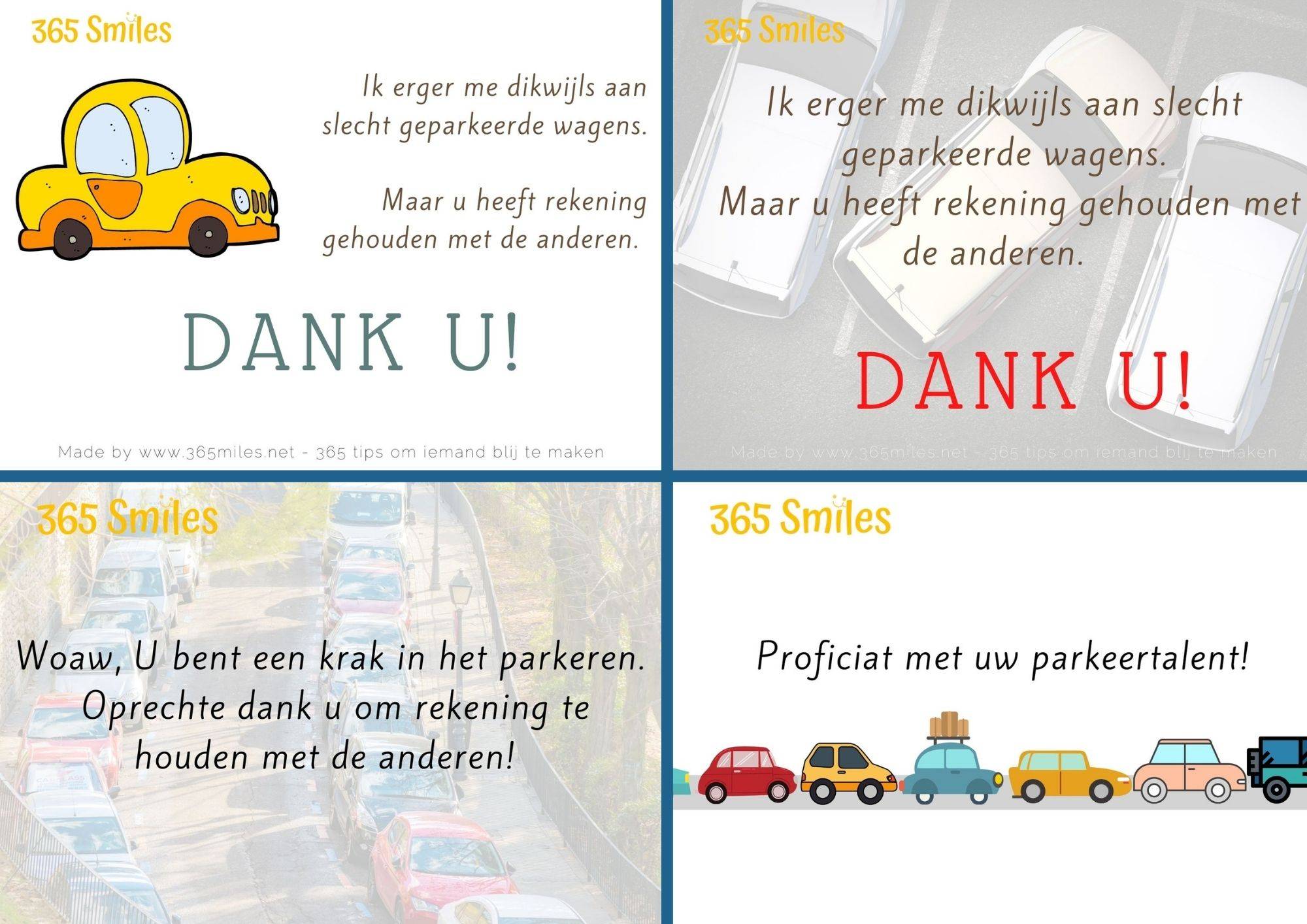 Kaartjes met parkeercomplimenten