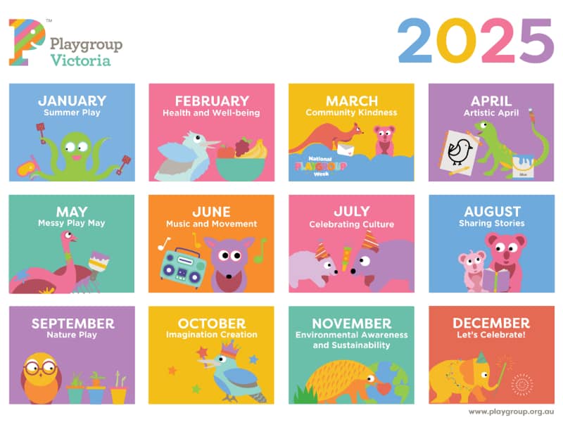 Playgroup Victoria 2025 Play Theme Calendar