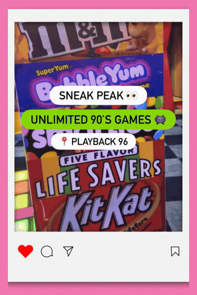 An animated GIF showing a preview of an Instagram reel, which features a sneak peek of the new Playback96 games venue in Chadstone.