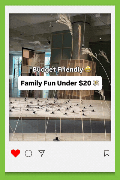 A montage of three Melbourne family venues: an interactive art-and-science exhibit with illuminated display panels, a colourful indoor toddler play area with soft-play equipment, and a museum gallery space with dinosaur and nature-themed displays for young children.