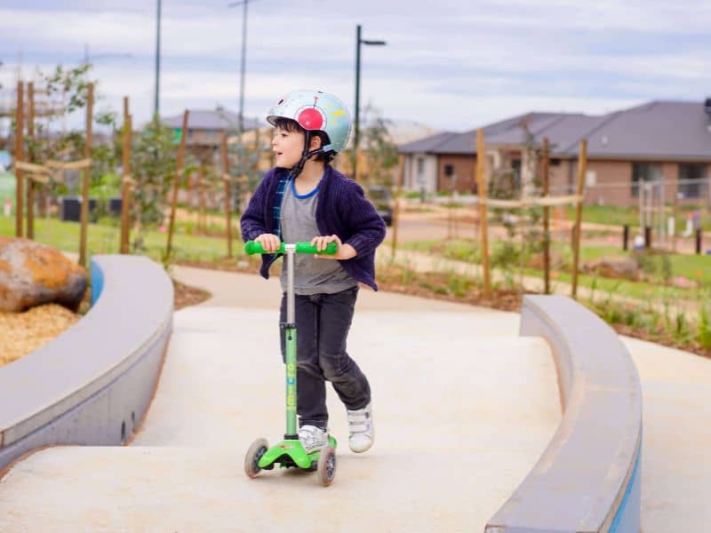 Parks and Playgrounds with Bike and Scooter Tracks