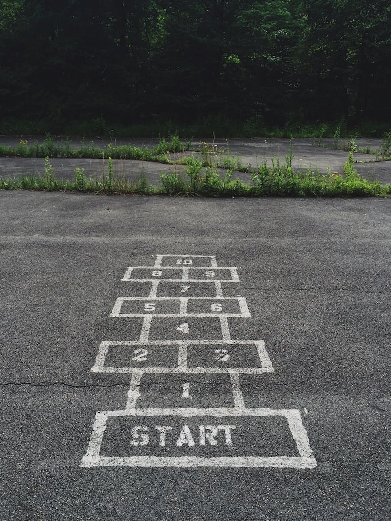 numbering start line on concrete floor