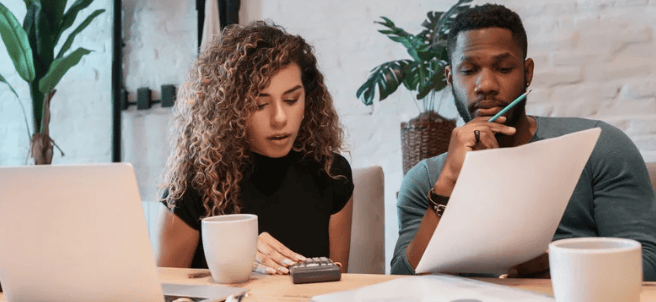 A couple creating a plan for their money