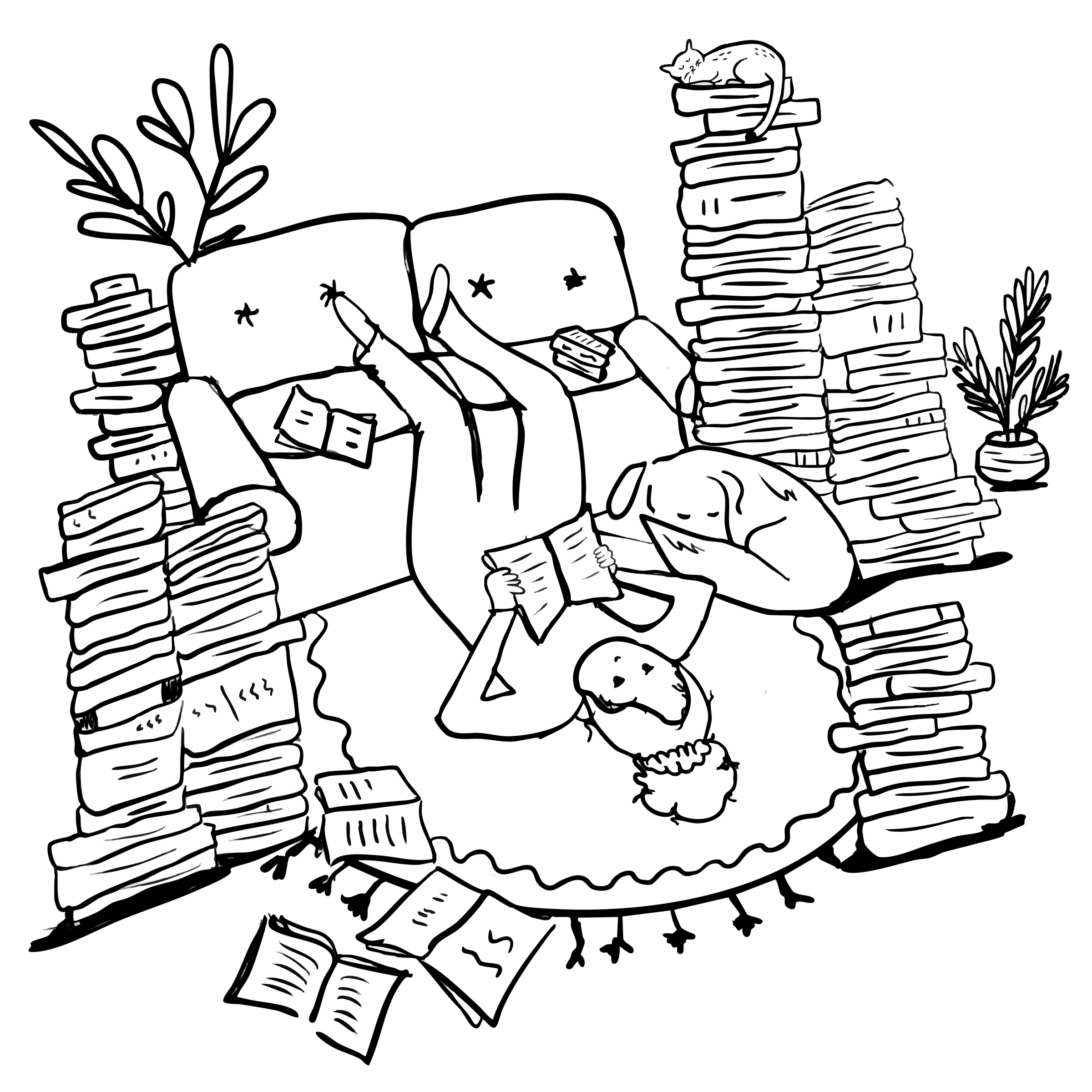 an illustration of a person reading