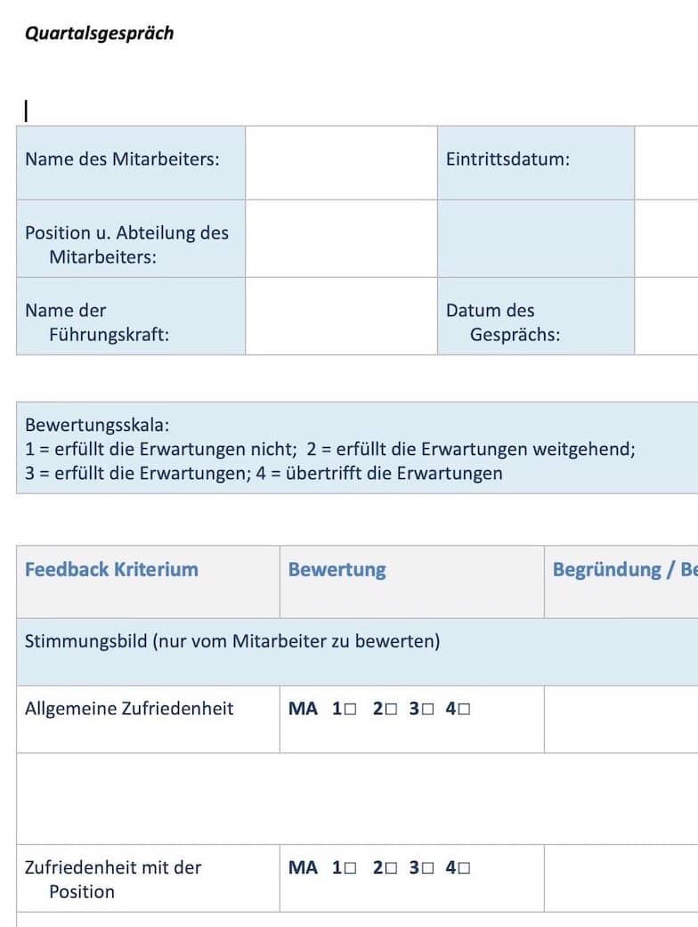 Mitarbeitergesprache Kostenlose Vorlagen Und Checkliste Targetter