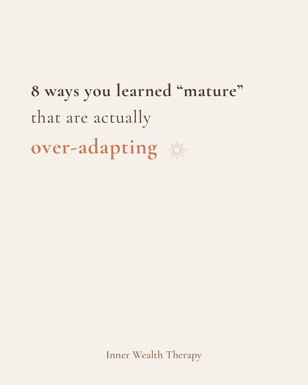 You became the “mature one”
because someone had to hold everything together.

You learned how to stay calm when you were hurt
how to make sense when no one else would
how to carry the emotional weight so things didn’t fall apart.

And now when something finally does come out of you
it gets called “too much”
instead of being understood as everything you’ve been holding in.

The Inner Wealth Woman is not too much.
She was just the one who had to be strong for too long
in rooms that never learned how to take responsibility.

This isn’t an insight problem.
It’s the part of you that learned
it was safer to manage everything than to be fully felt.

You can save this if you want to come back to it later.

Warmly,
Ana

#highfunctioningwomen #traumaadaptations #innerwealthwoman #innerwealththerapy