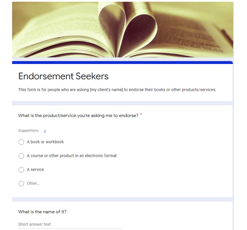 Form: Endorsement Requests