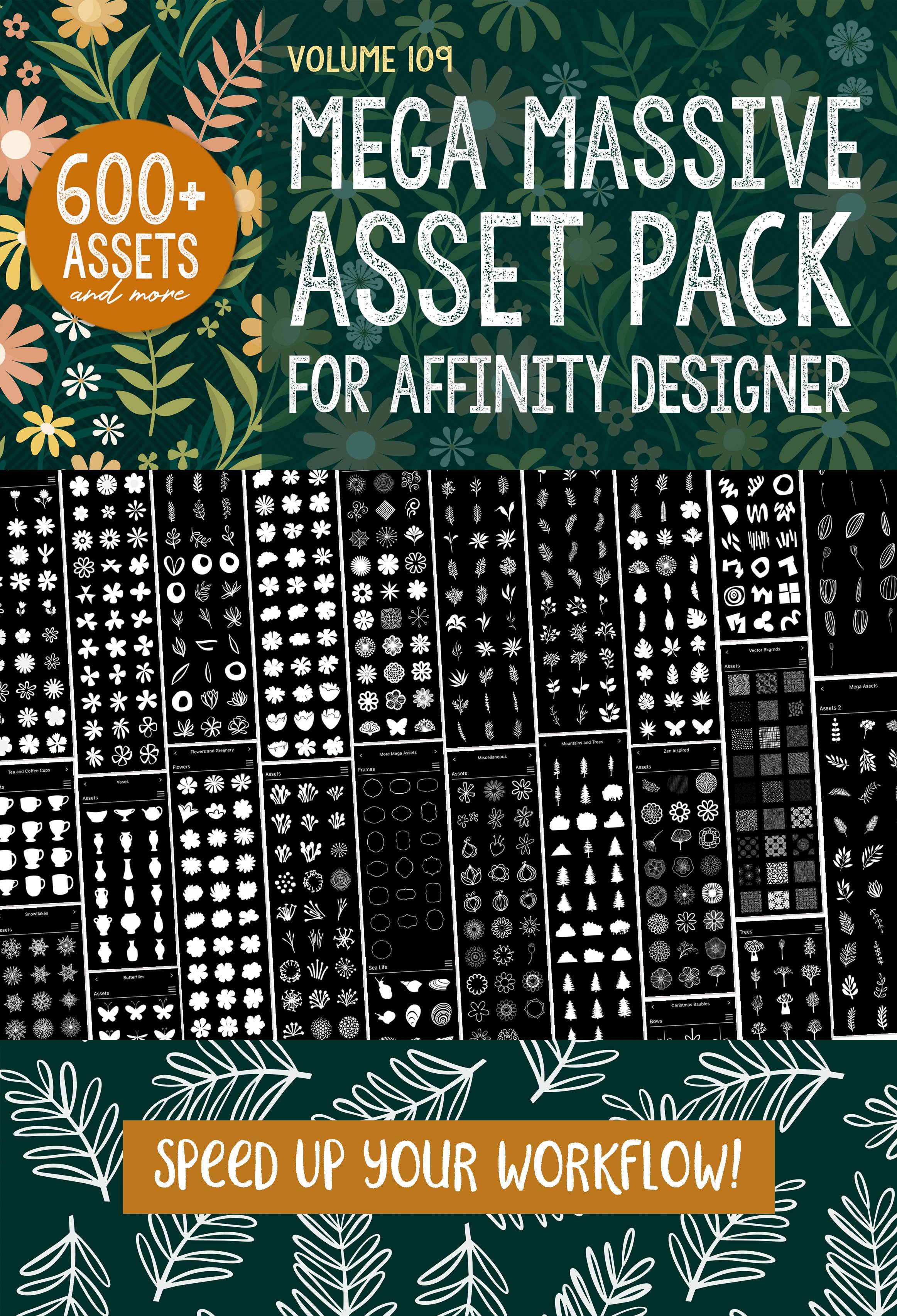 Volume 109 - Mega Asset Pack for Affinity Designer (600+ Assets)