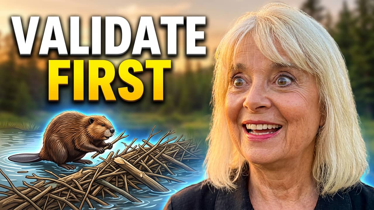 Beaver building a dam. Validate First