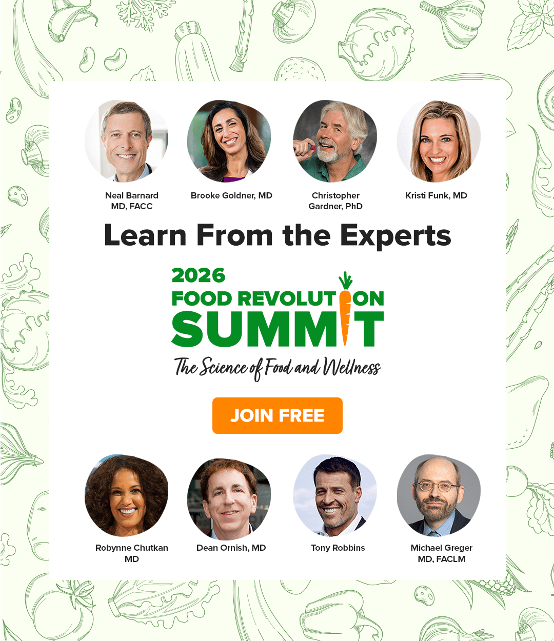 Promo for the free Food Revolution Summit.