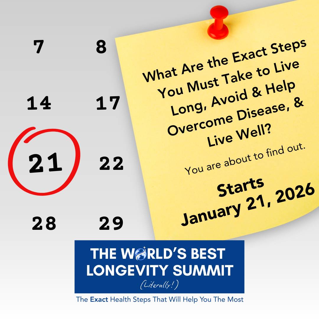 Calendar with the 21st circled and text overlay" The World's Best Longevity Summit.