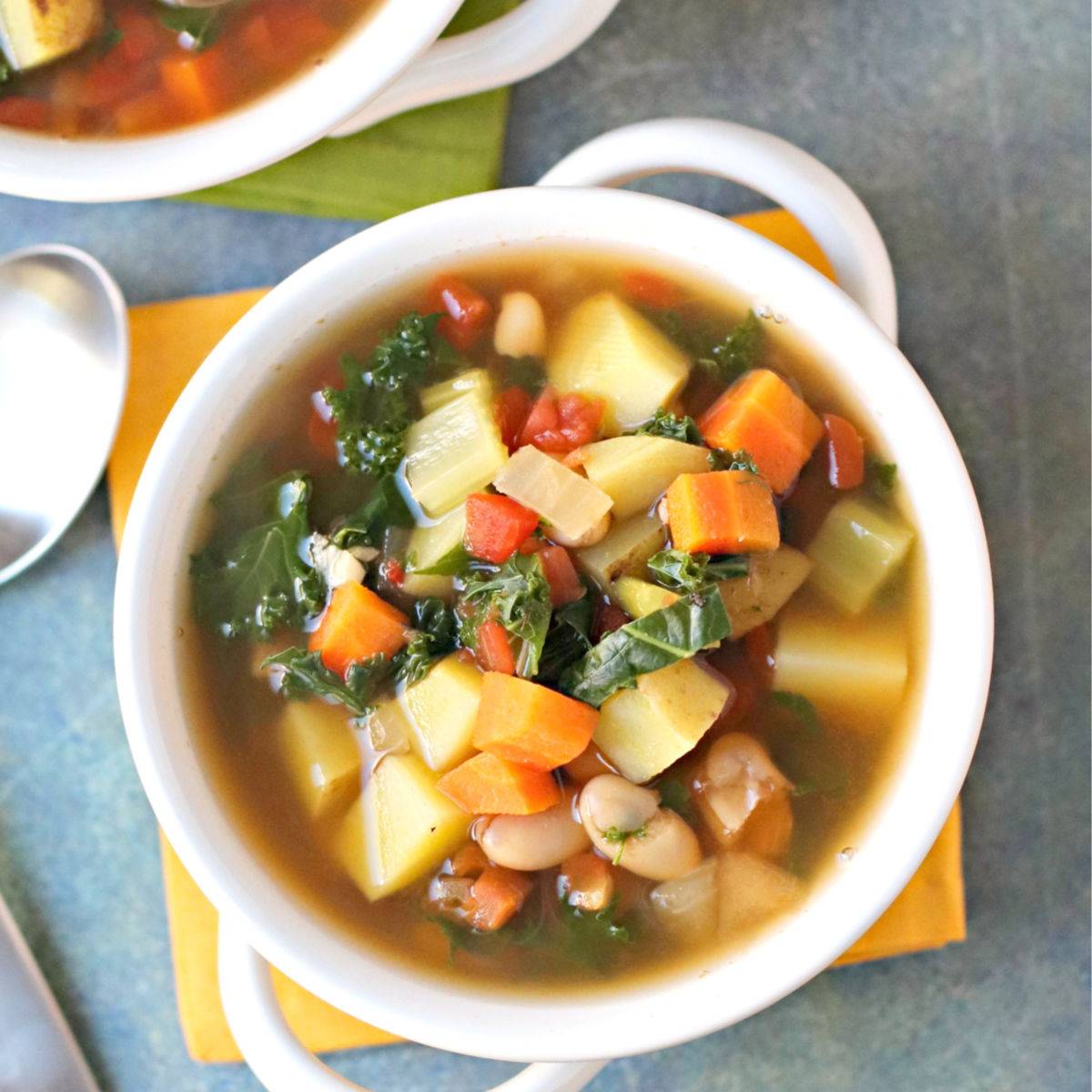 Bowl of vegetable soup.