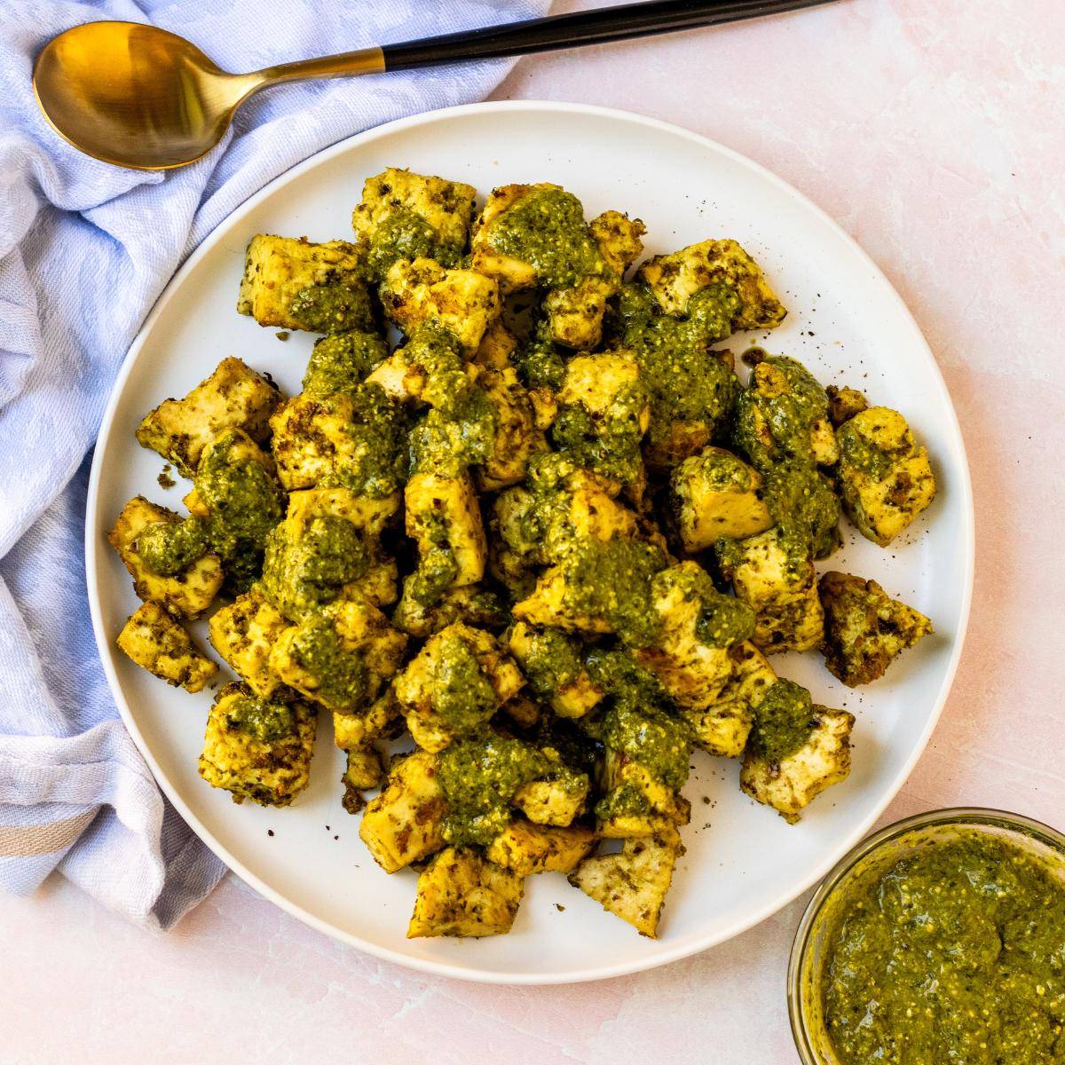 Pesto tofu.