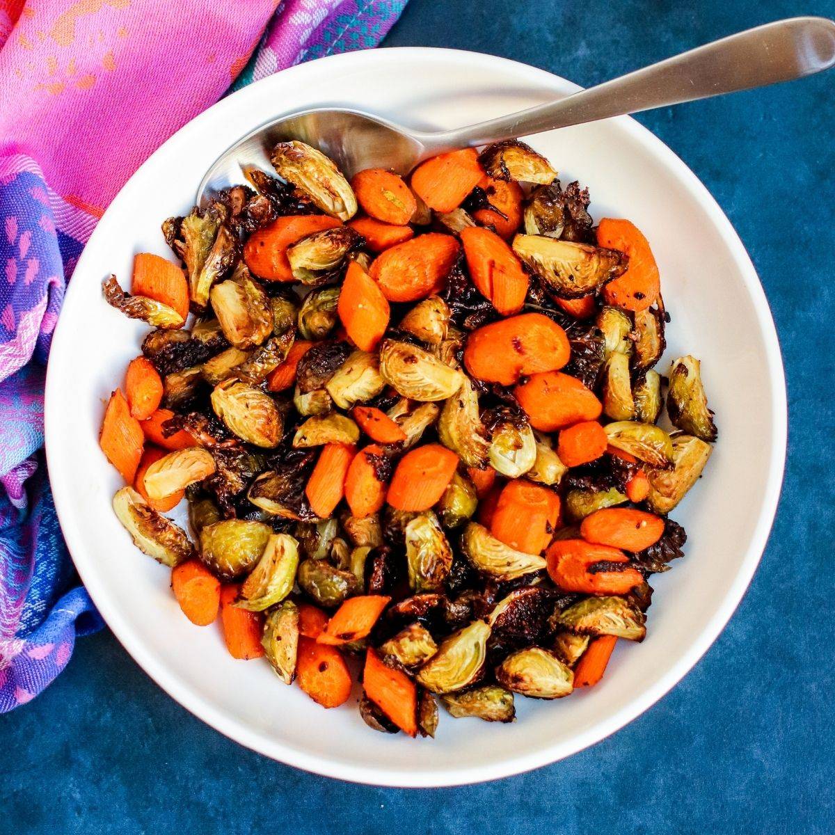 Roasted Brussels sprouts and carrots.